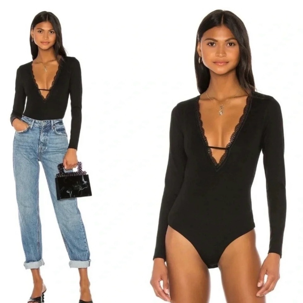 MAJORELLE x Revolve Jodie Bodysuit‎ Long Sleeve Black Coquette Chic Sexy S